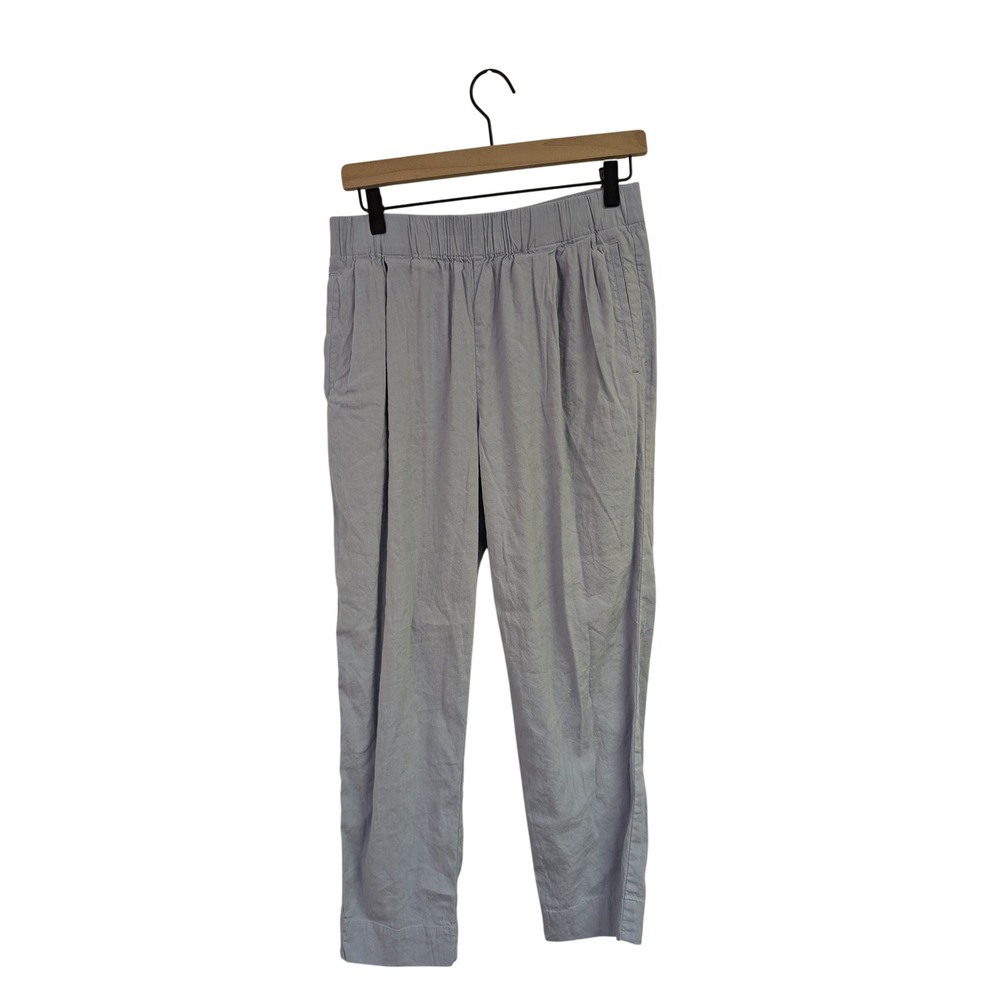 Vince Linen Blend Trousers Pull On Pants Straight Tapered Leg Light Dusty Blue M